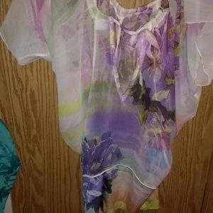 suzy shier floral blouse womens size small